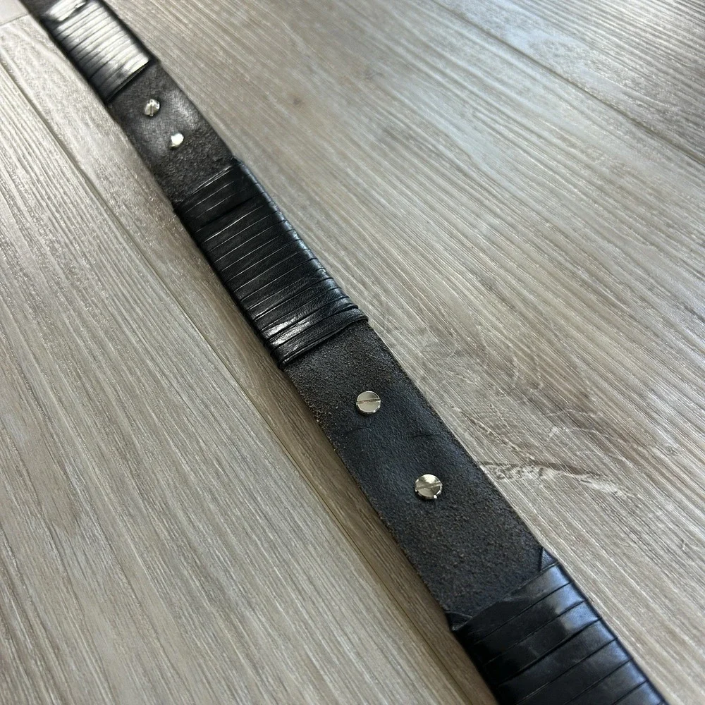 Brighton #98053 Salina Taper Silver & Black Leather Belt Size 40 Vtg 1998‎